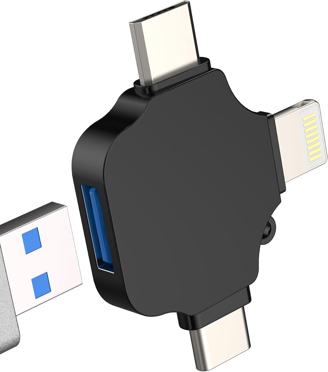 SnelShoppen - Adapter USB C Lightning Micro USB naar USB (3-in-1) OTG 3.0 Kabel voor iPhone 16 15 14 13 Type C Connector voor Apple iPad Macbook, Comp