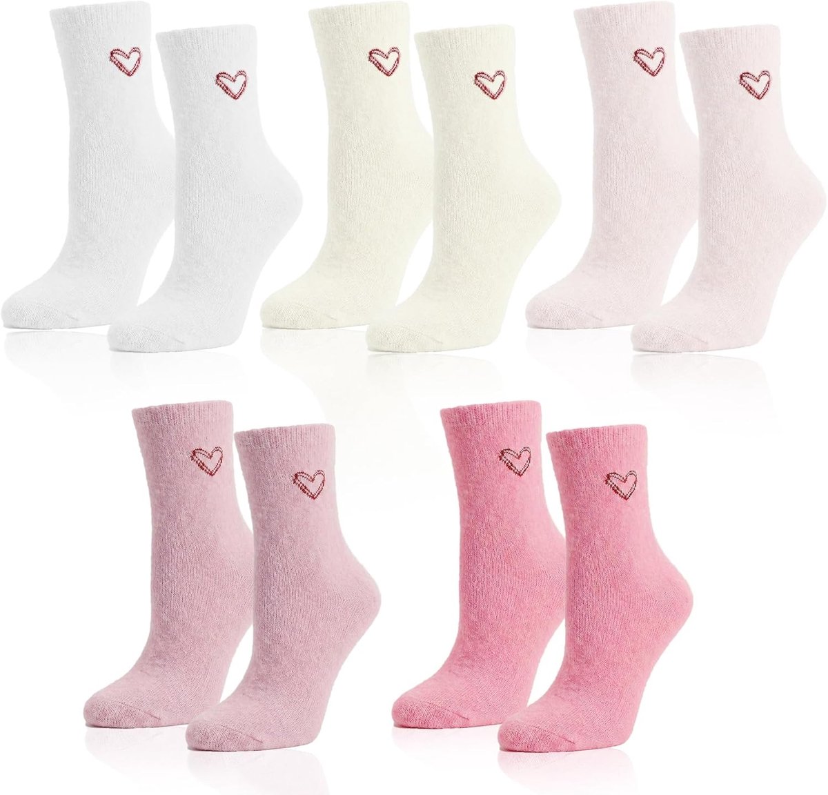SnelShoppen - 5 Paar Fluffy Sokken dames en meisjes warme bedsokken kerst valentijnsdag verjaardag cadeaus
