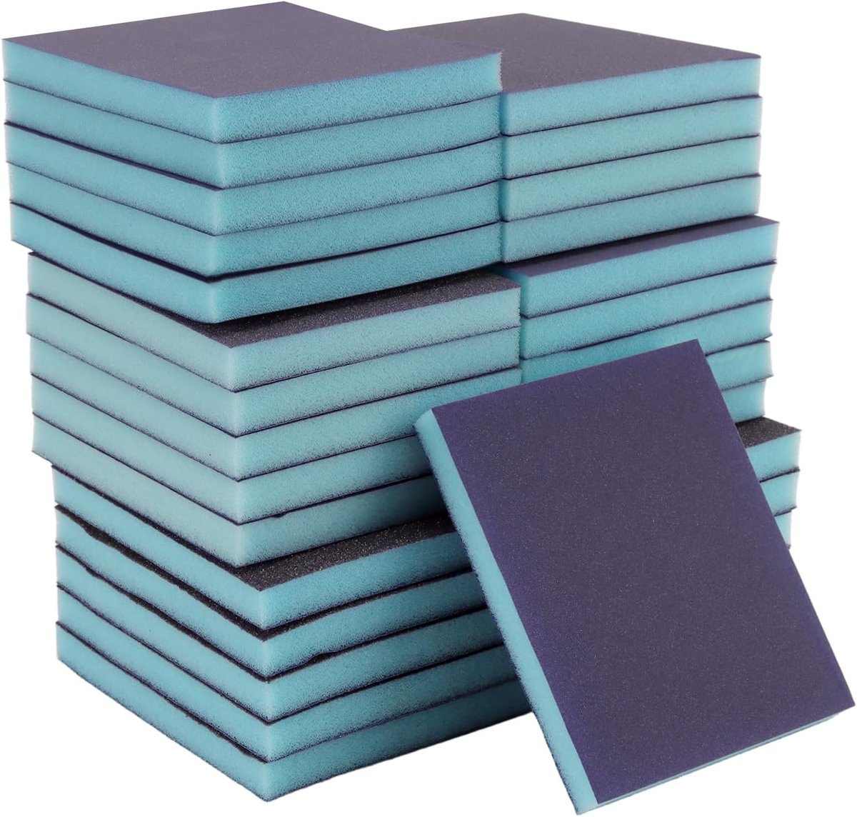 SnelShoppen - 30 Stuks Schuur Spons Set, 60/80/120/220/280/320 Korrel, Schuur Pads, Nat en Droog Dubbel Gebruik Schuur Blokken voor Hout Wand, Metaal