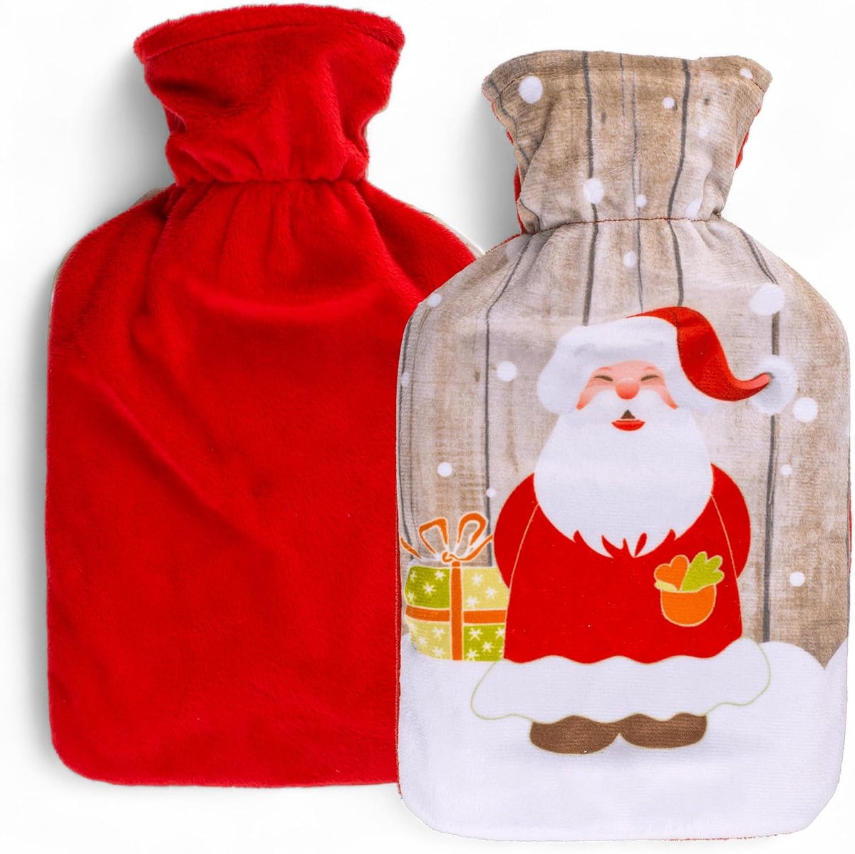 SnelShoppen - Warmwaterkruik met Zachte Overtrek 1 Liter - Kerstdesign - Herbruikbaar en Knuffelig - Ideaal voor Winterse Gezelligheid en Feestdagen