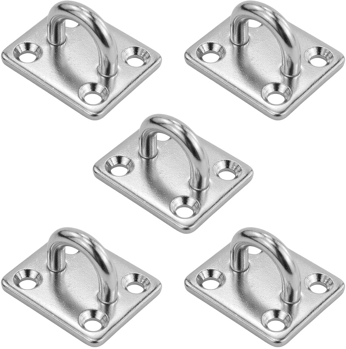 SnelShoppen - 5 Stuks RVS Oogplaten, M5 Oogplaat met Oog, Roestvrijstalen Oogjes, Plafondmontage, 4 Gat Oogplaat Haken, Voor Boot Trigging, Schommel H