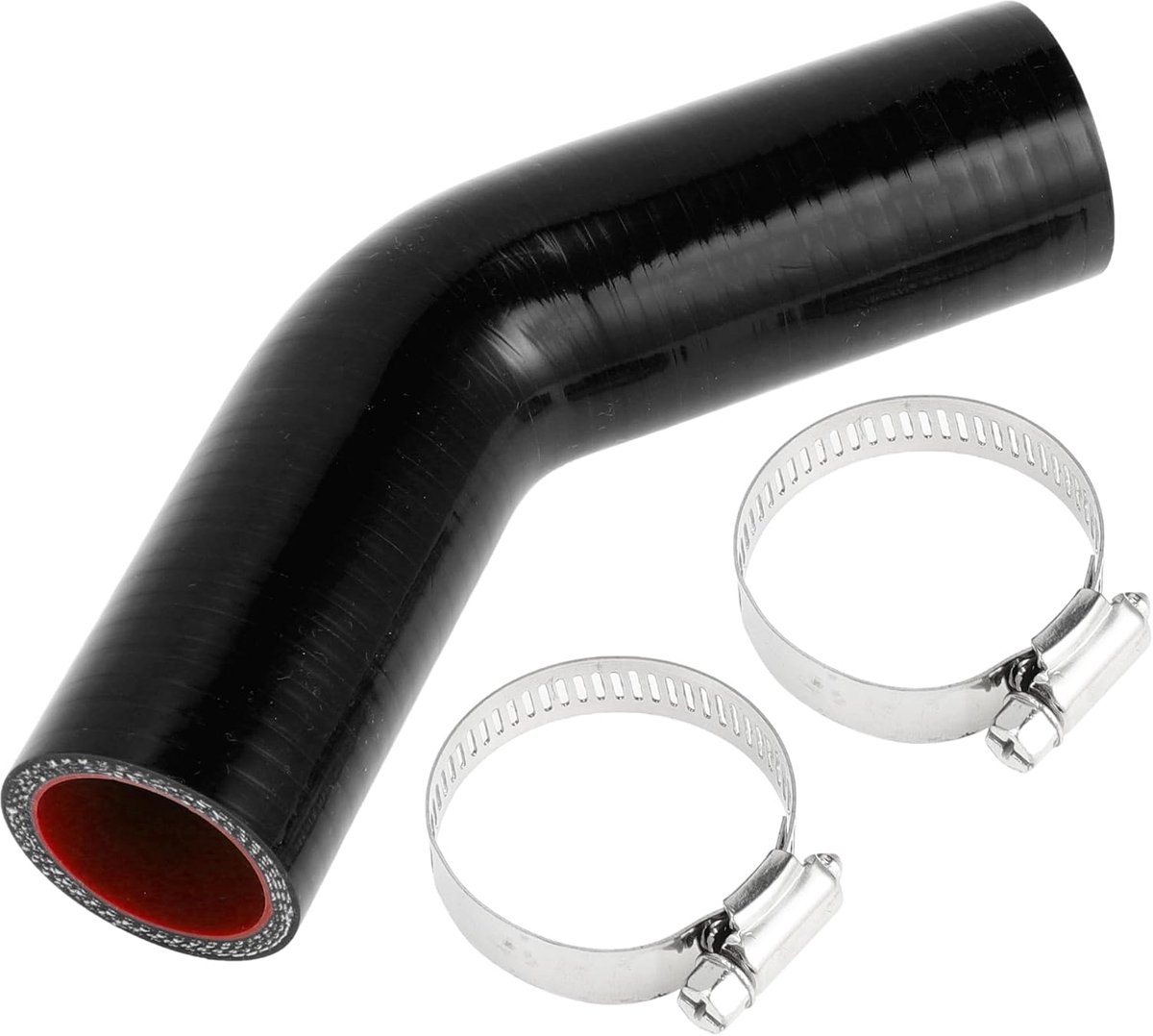 A ABSOPRO 1 Set Silicone Hose Black Red Of 32mm/1.26" Inner Diameter And 90mm/3.54" Length At 45 Degrees With Colles - ShopVlot