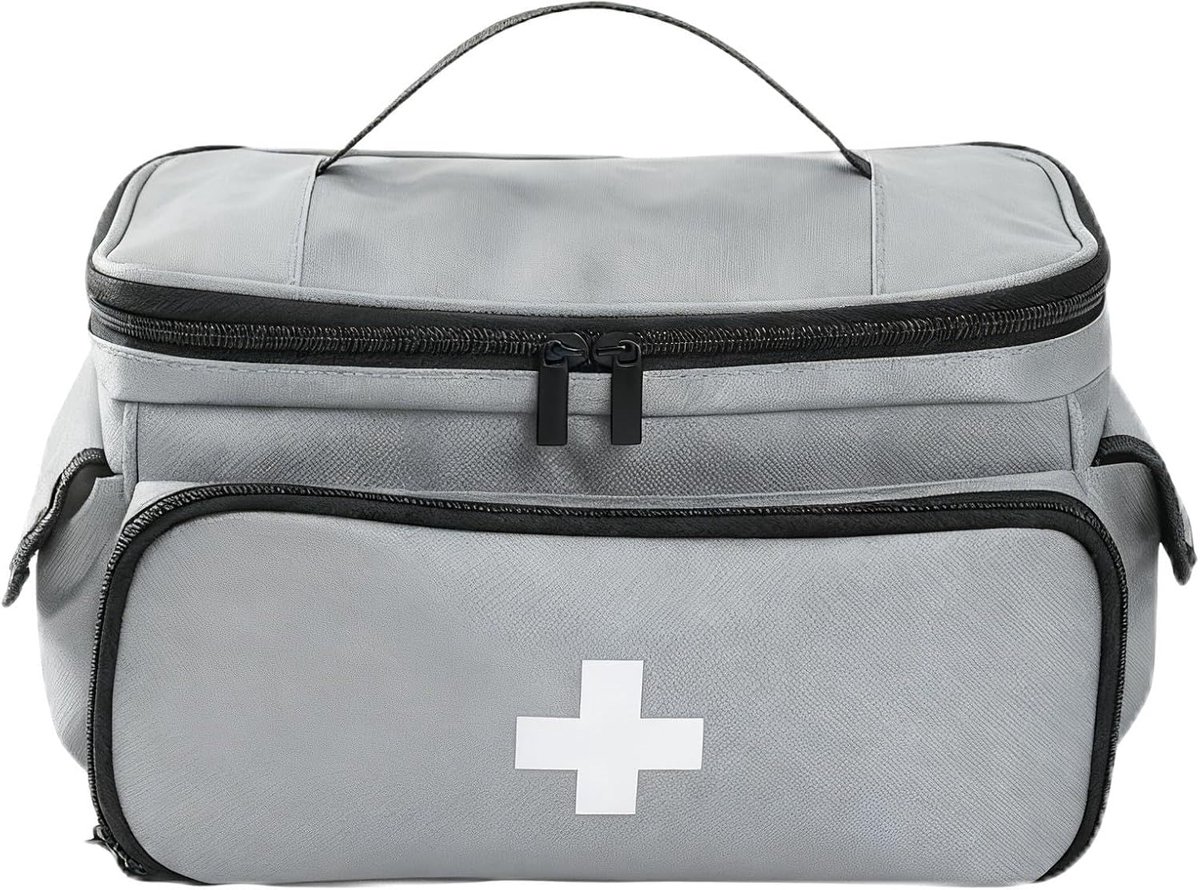 SnelShoppen - Eerste Hulp Tas, Leeg, Reisapotheek Tas, Waterdicht, Medicijnen Tas, Medicijnen Opberg Tas, Grijs, Unisex, Compact en Draagbaar