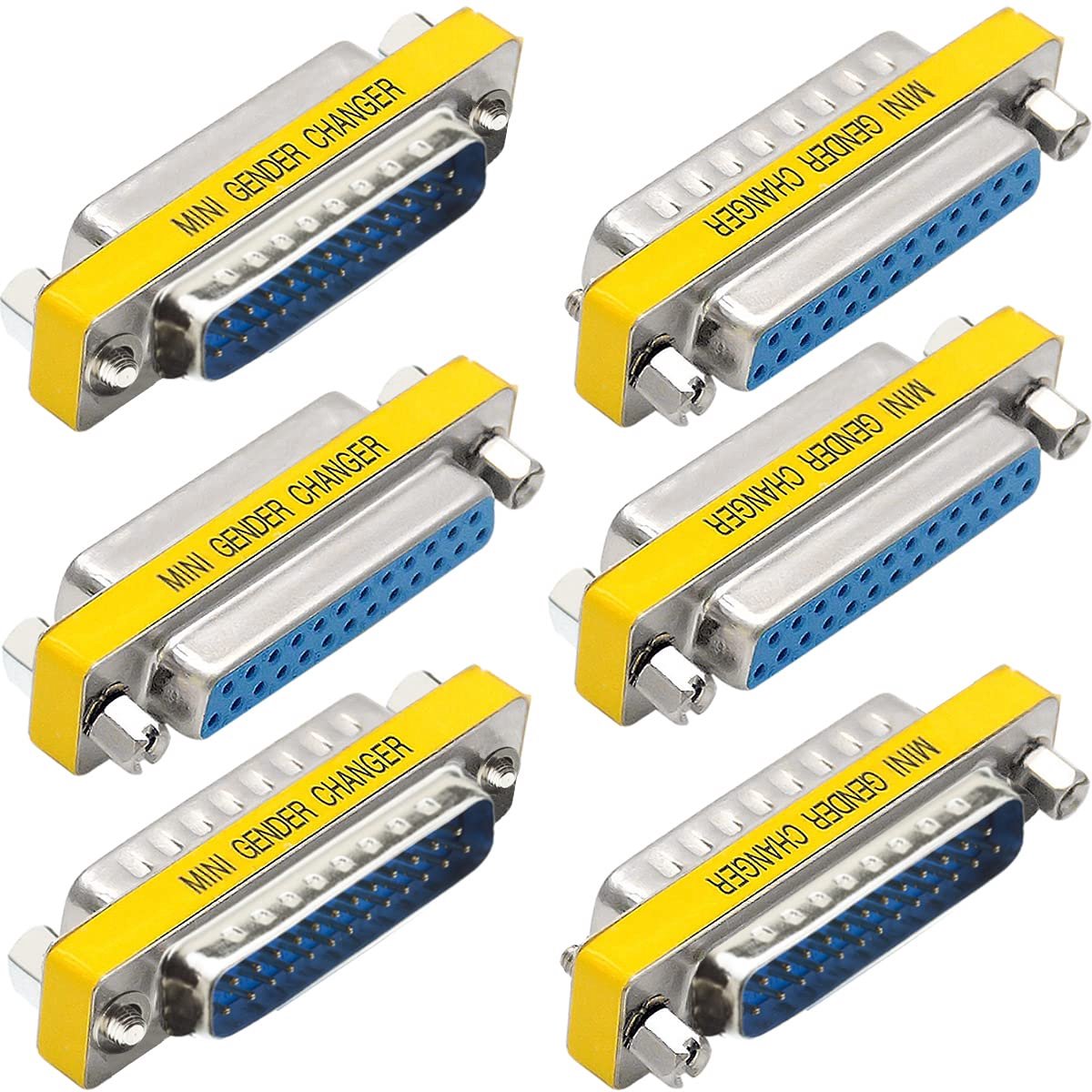 SnelShoppen - 6 Stuks DB25 Male naar Male/Female naar Female, RS232 Gender Changer, 25 Pins Data Overdracht Adapter Connector, Oplossing Voor DB25 Kab