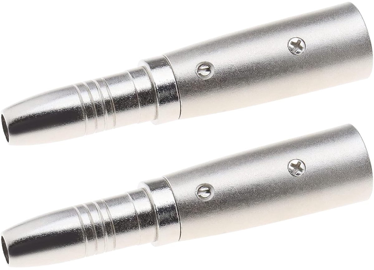 SnelShoppen - 2x 3 Pins XLR naar 1/4 Inch Adapters - XLR Mannelijke Stekker naar 6.35mm Vrouwelijke Jack Mono Plug Conversie Connectoren - Zilver voor
