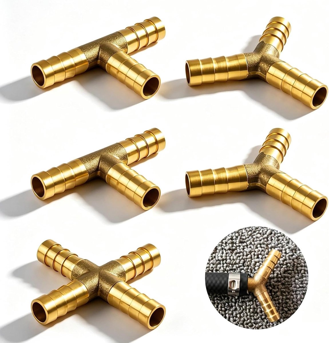 8mm brandstofslangkoppelingen - 5 stuks messing - veilige, lekvrije aansluiting - ideaal voor brandstof en water - ShopVlot