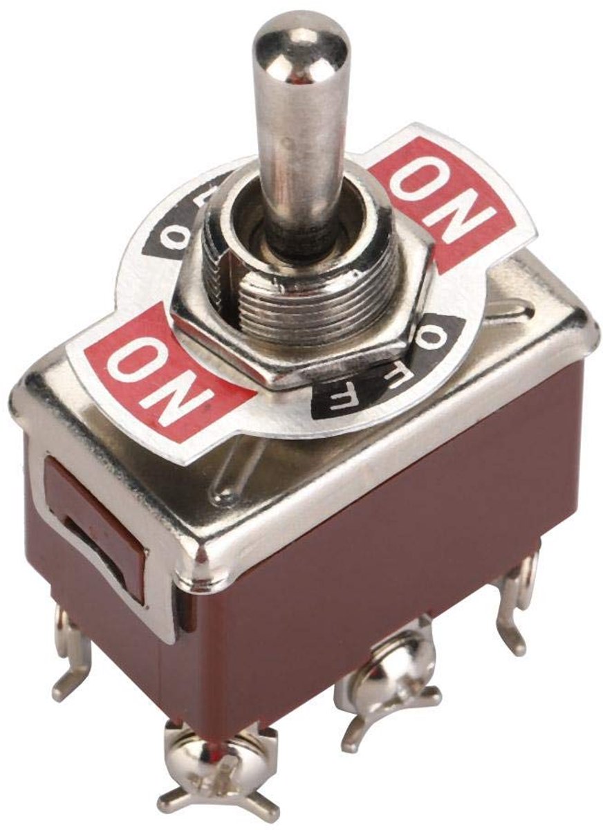 SnelShoppen - Heavy-Duty Mini Toggle Switch 5PCS DPDT 6 Pin 3-Positie ON-OFF-ON 250V 15A 12mm Schakelaar voor Montage, Duurzame Rocker Switch voor Div