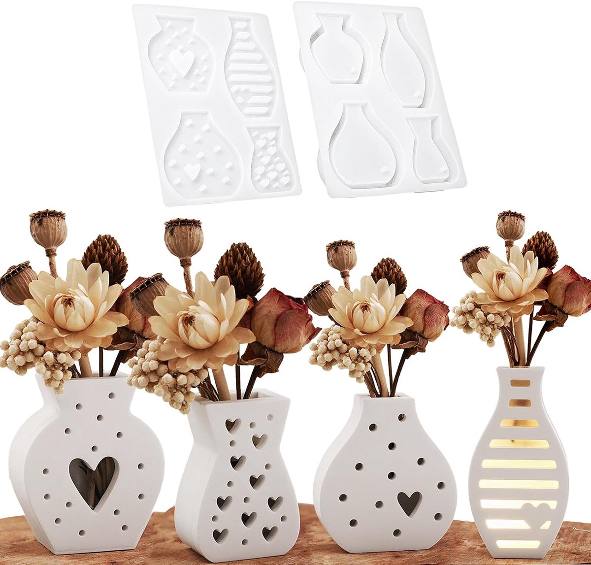 Silicone mould vase 4 pieces mini vase silicone molds casting moulds epoxy resin moulds silicone mold flower pots - ShopVlot