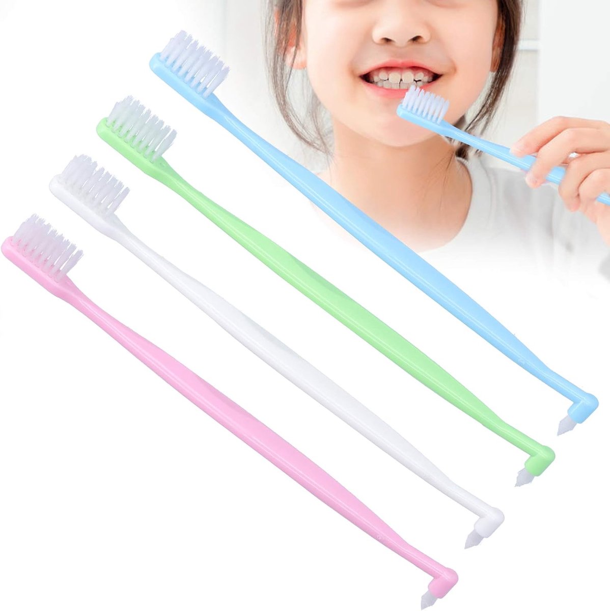 SnelShoppen - 4PCS Orthodontische Tandenborstel Dubbelzijdig Interspace Tandenborstel voor Beugels Mondreiniging, Beugel Reinigings Tandenborstel, Tan
