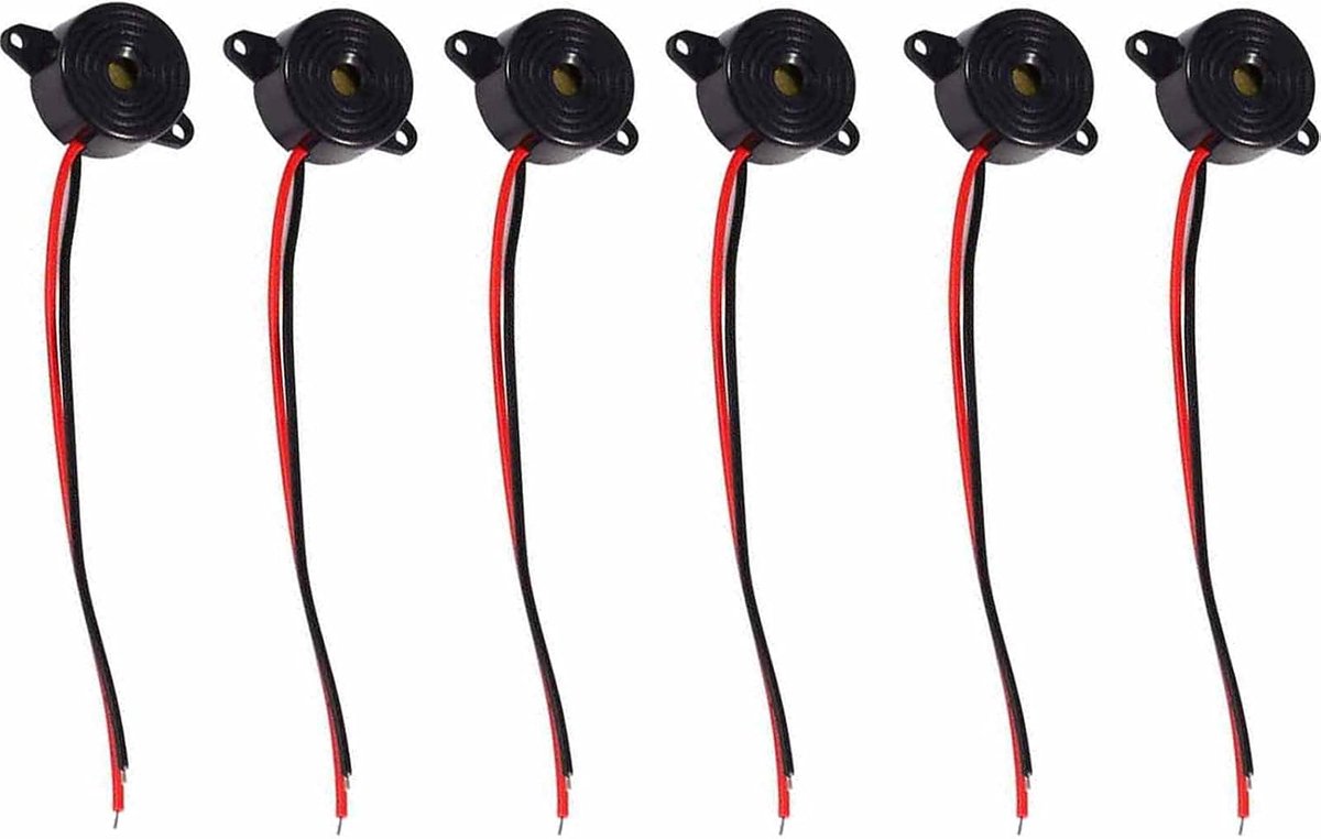 SnelShoppen - 6 Stuks Elektronische Buzzer, Piezo Buzzer Geluid Alarm, Geschikt voor Diefstalbeveiliging van Auto's, Fietsen, Poorten en Kluisjes (Zwa