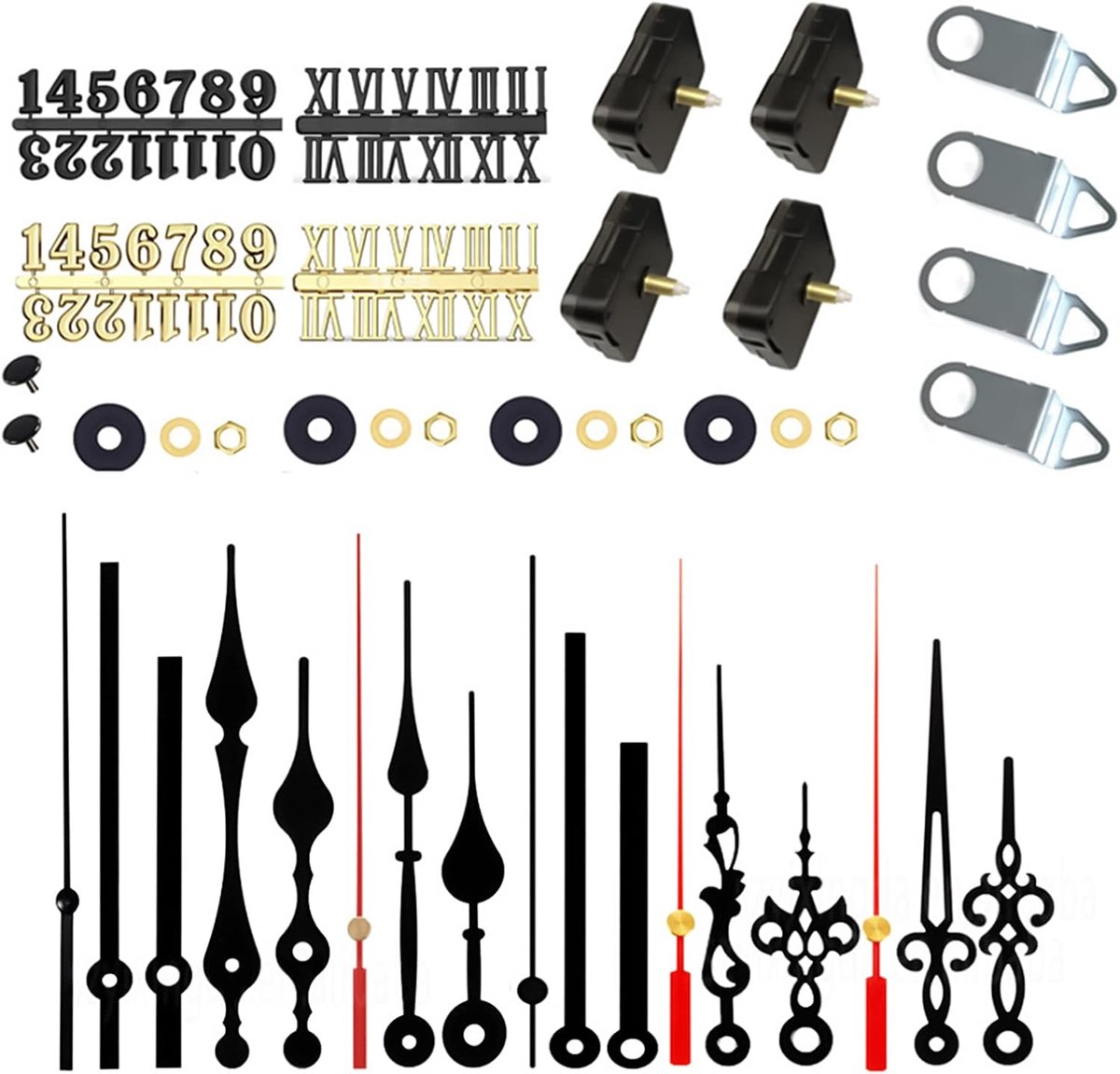 SnelShoppen - Hoge Koppel Quartz Klok Vervangingsmechanisme, 4 Ultra Stille Quartz Klokbeweging, 6 Verschillende Pairs Wijzers DIY Klok Reparatie Onde