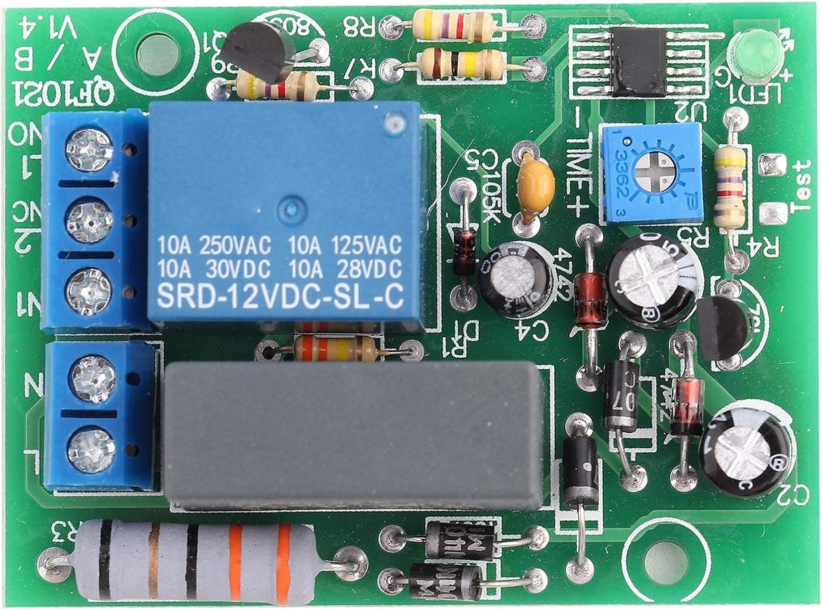 SnelShoppen - Timer Delay Switch Module AC100V~250V - Verstelbare Tijdvertraging Tot 100 Minuten - Tijdvertraging Schakelmodule voor Thuis, Tuin en Ke