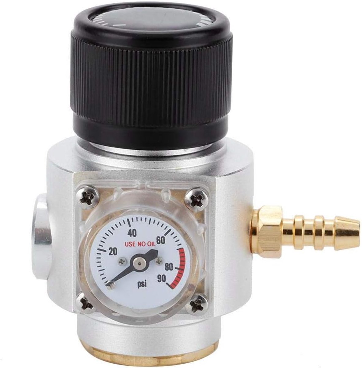 SnelShoppen - CO2 Mini gasregulator T21 x 4 voor soda - Drukmeter 0-90 psi - Compacte aluminium en kunststof CO2 oplader - Geschikt voor Europese stan