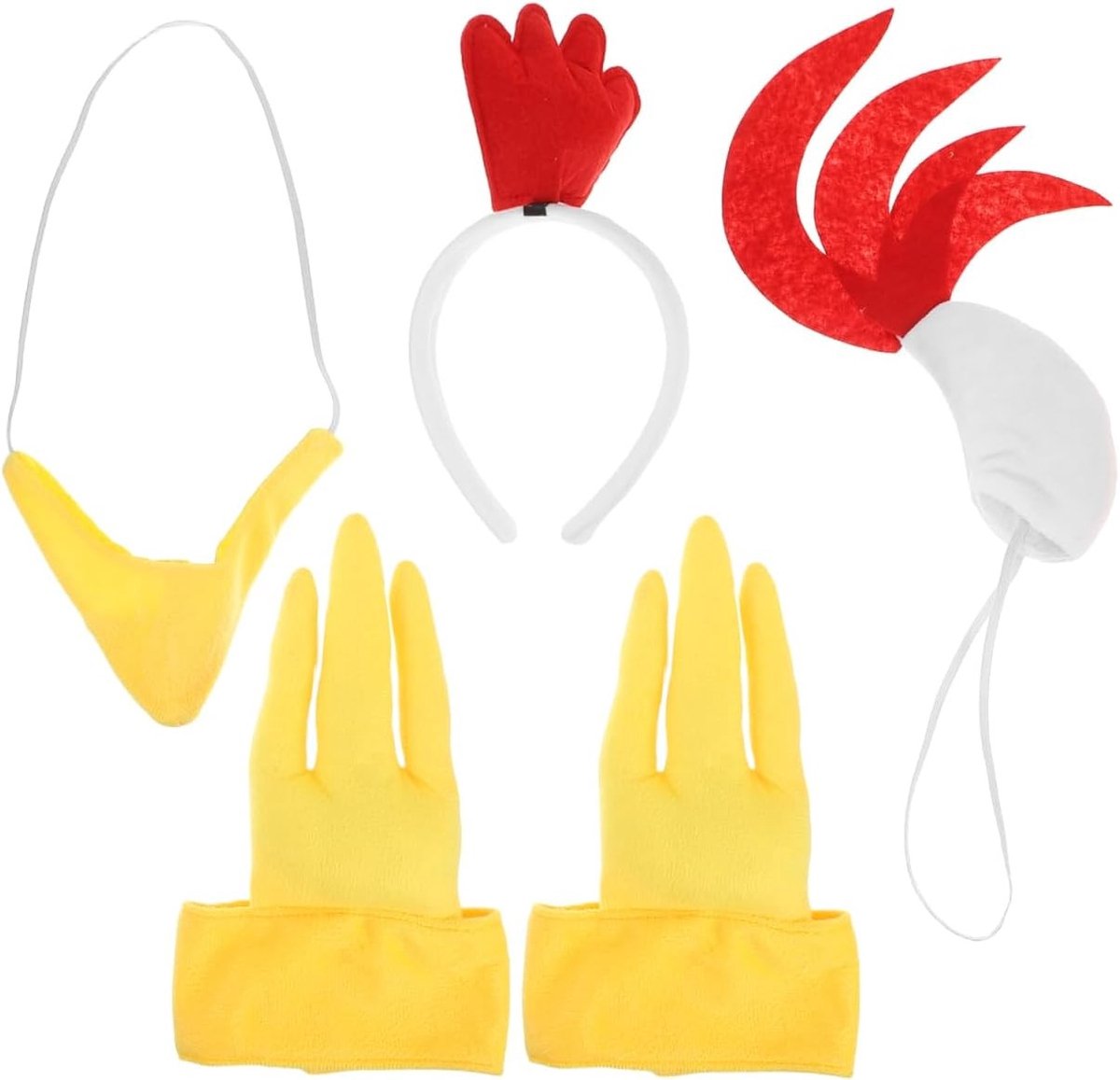 Set van paaskuikenkostuum met kam hoofdband en kuikenstaart, accessoires voor feesten en cosplay