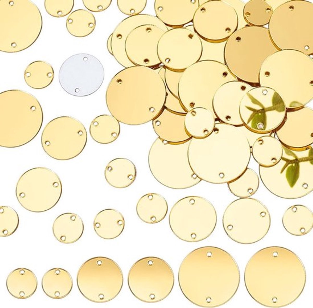 300 Stuks Gouden Naai Spiegels, 10/15/20mm Rond Acryl Spiegels voor DIY Projecten, Versieringen en Kledingaccessoires