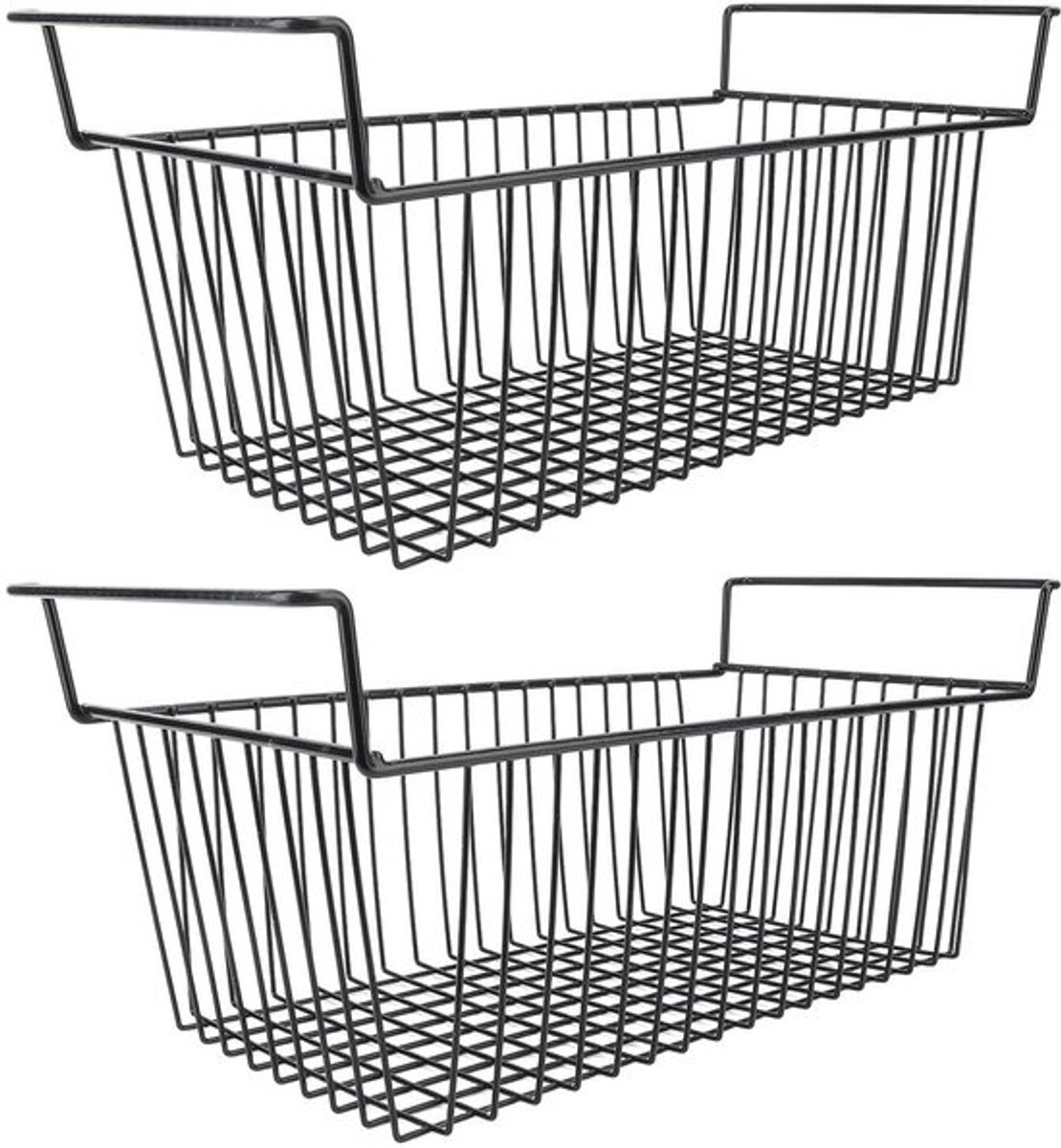 Draadmand Stapelbaar - Organisatorbakken - Metaaldraad - 2 Stuks - Diepe Mand - Afmetingen L56,5 x B25,2 x H24 cm - Opbergmand