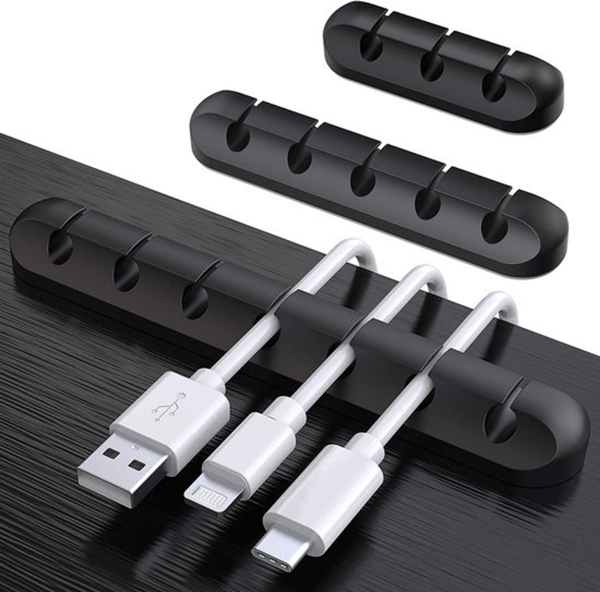 3-Pack Kabelhouder Clips voor Kabelbeheer, Zelfklevende Organisator voor USB Oplaadkabels, Voedingskabels en Muiskabels voor Thuis en Kantoor