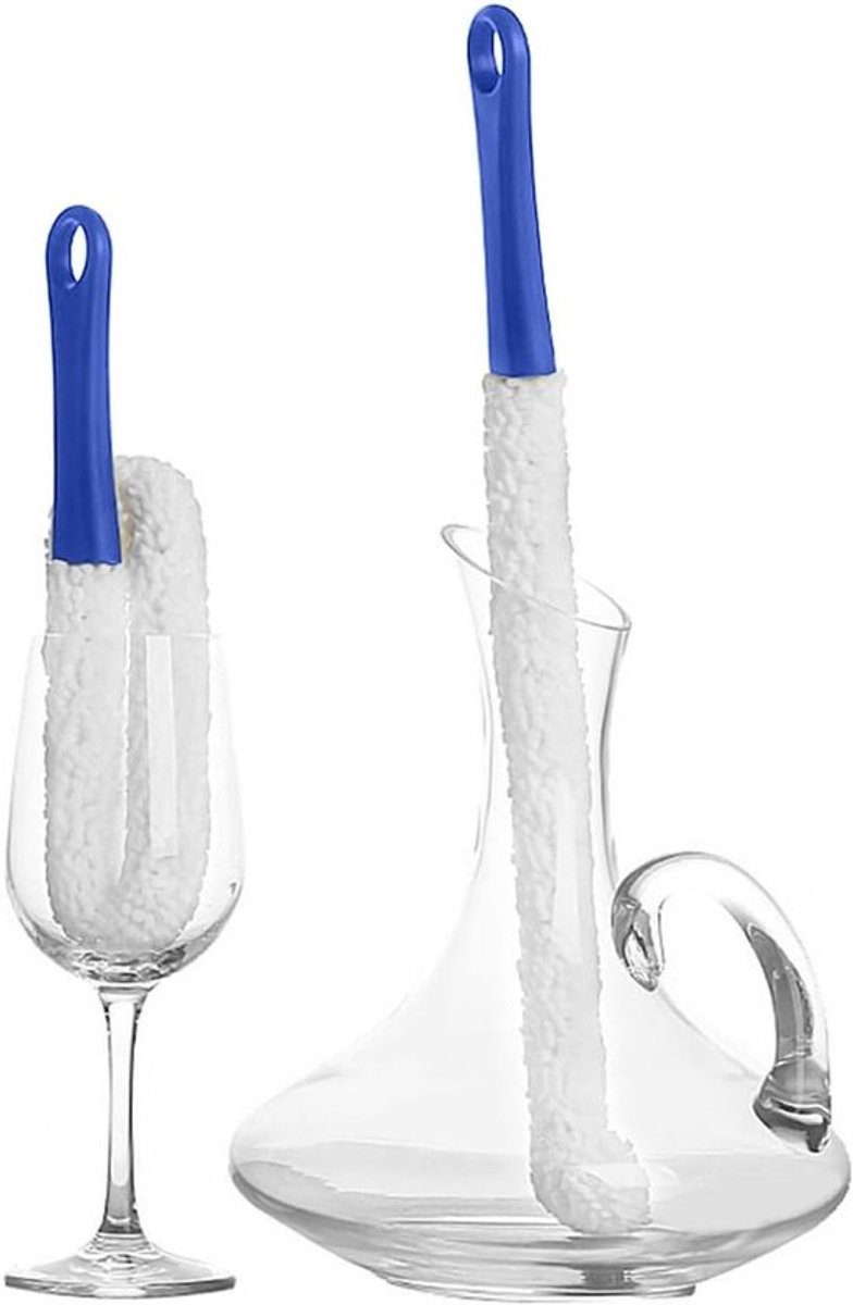 Reinigingsborstels voor Glazen en Karaffen - Zachte Haren, Krasvrije Ontwerp, Ergonomische Handgreep, Ideaal voor Glazen en Keukenaccessoires, Makkelijk Schoon te Maken