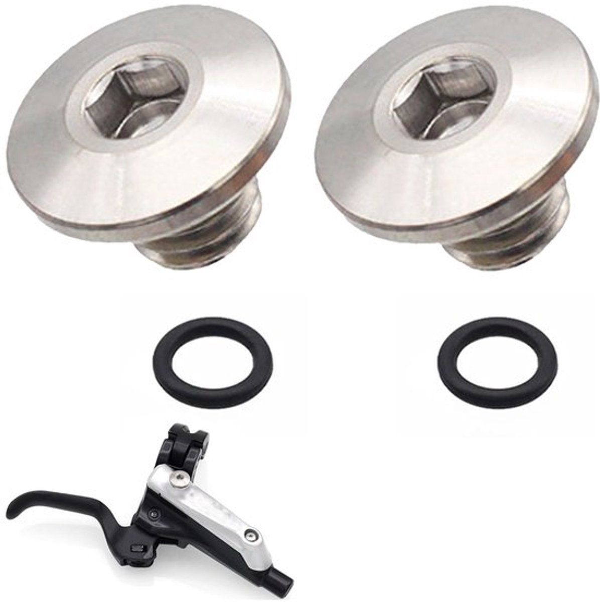 Set ontluchtingsschroeven voor remmen, 2 stuks, O-ring afdichtingsschroeven, TC4 titaniumlegering, M5 x 10 mm, geschikt voor Shimano XT, SLX en Deore LX, Fietsonderdelen en accessoires