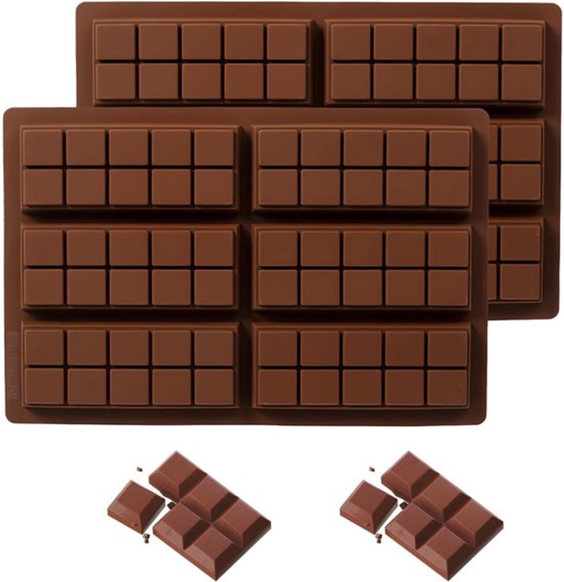 Siliconen mal voor 6 chocoladerepen, BPA-vrij, anti-aanbaklaag, hittebestendig, perfect voor desserts en aromatische wax