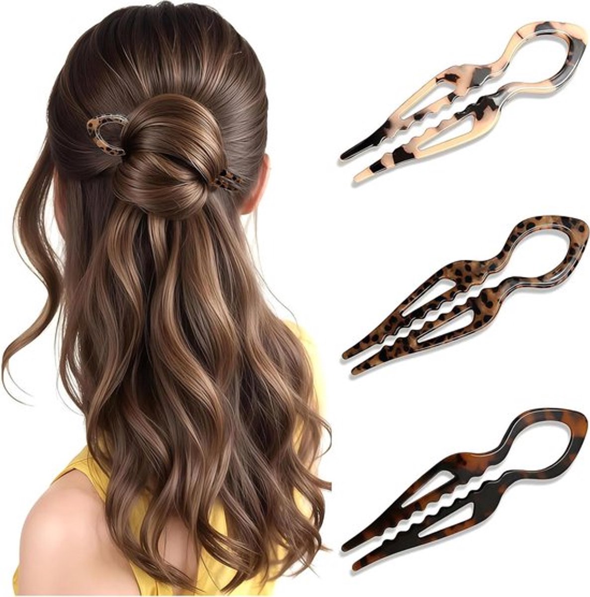 Elegante Franse haarnadels - Set van 3 voor dames - Geschikt voor dikker of dunner haar - Haaraccessoires in lichtrood en zwart