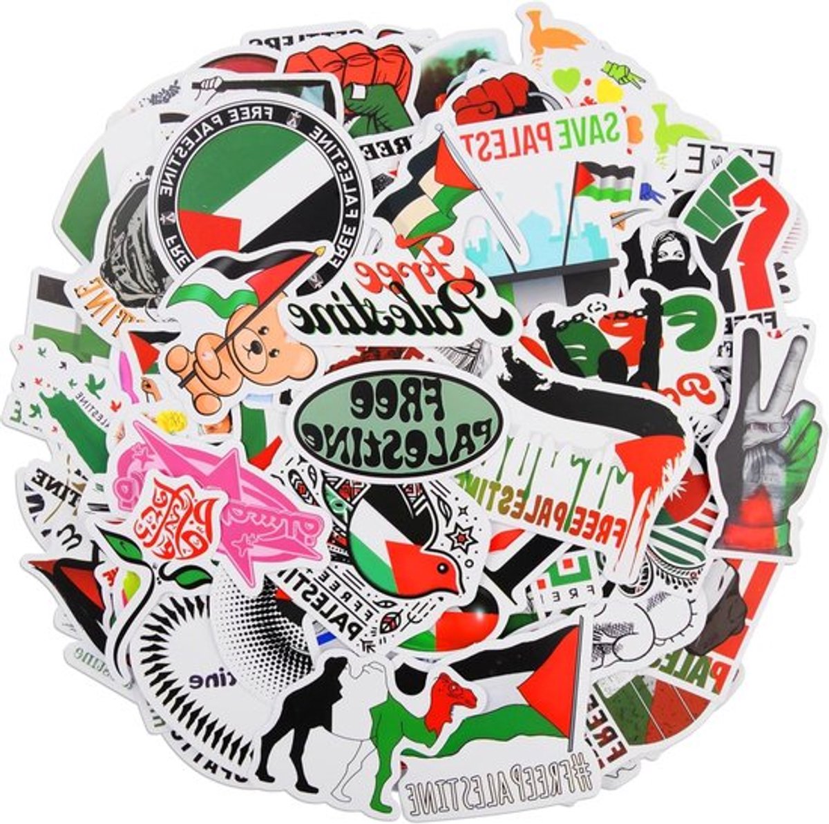 Palestina Stickers Set van 110 Stuks - Gratis Stickers voor Laptop, Waterfles, Gitaar, Scrapbooking, Skateboard en Fiets