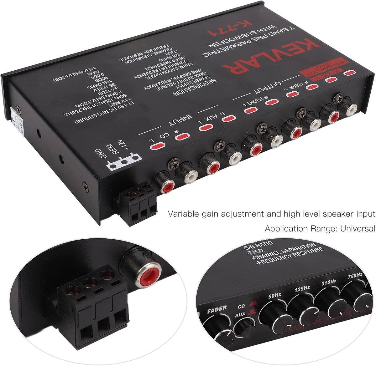 SnelShoppen - Car Equalizer 7-Band Graphic Equalizer met Variabele Gain Instelling voor Aut geluidsysteem - Universale Low-pass Filter - Ideaal voor A