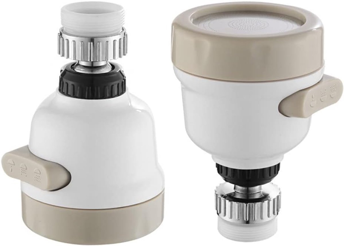 SnelShoppen - 2 stuks keukenkraan spraykop waterbesparende kraan rotatable 360 graden nozzle filter adapter voor optimale waterregeling