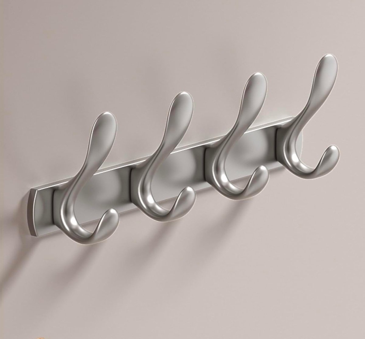 SnelShoppen - 4 Deurhaken Kledinghaken Badkamer Handdoekhangers Wandbevestigd - Zware Kwaliteit Hanger - RVS Badjas Haak Houder voor Slaapkamer of Keu
