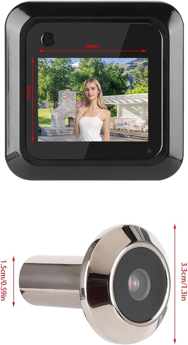 SnelShoppen - Peephole Camera Appartement Deur met 2.4 inch LCD Scherm, Beveiligingscamera Deurbellen, 95° Breedhoek IR Nachtzicht, Loopopname