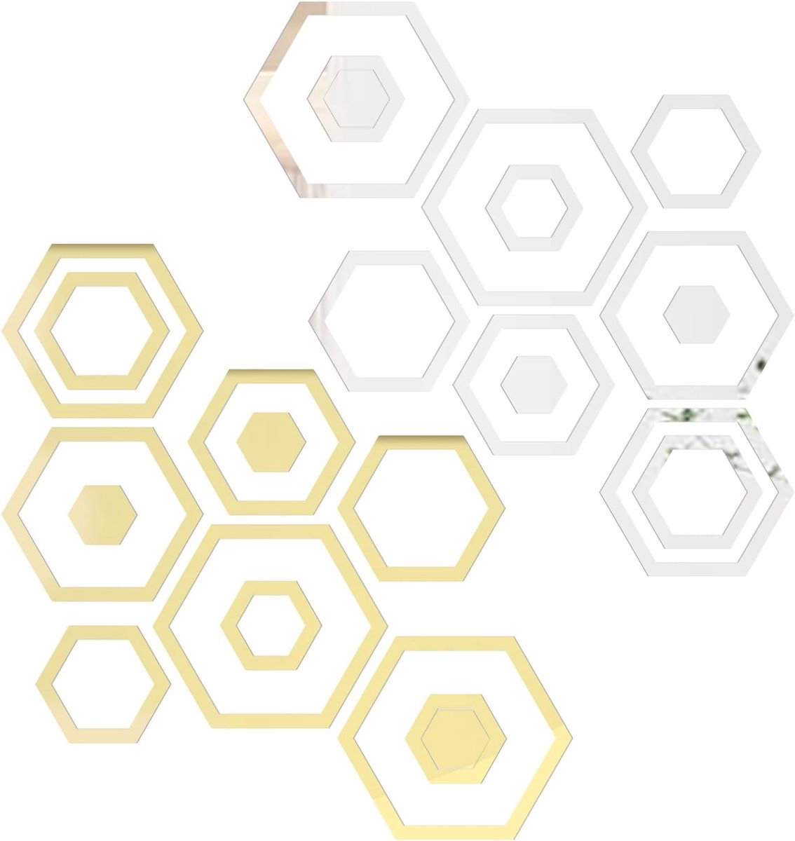 SnelShoppen - Circle Mirror Wanddecoratie Stickers 48 Stuks Verwijderbare Acryl Spiegel Stickers Zelfklevend voor Woonkamer Slaapkamer (Goud + Zilver)