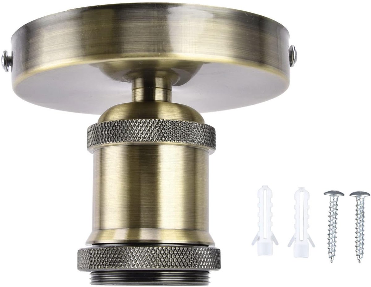 SnelShoppen - Sturdy Vintage E26/E27 Retro Lamp Fitting Antiek Brons met Accessoires 100-240V voor Keuken, Woonkamer, Kantoor, Sfeerverlichting