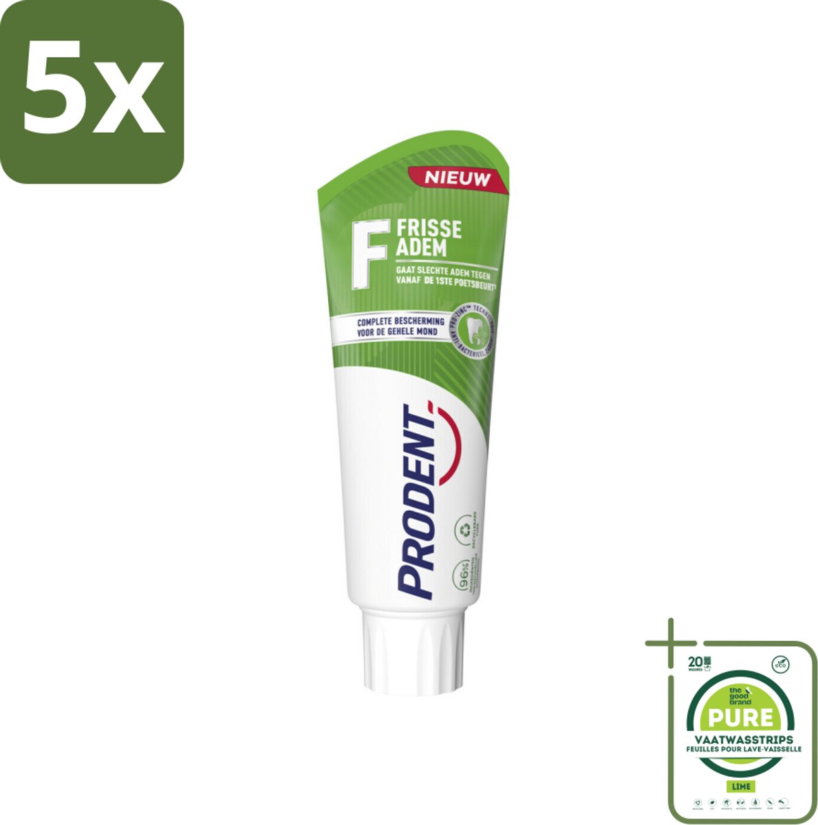 5 x Prodent – Tandpasta – Frisse Adem – Pro-Zinc Technologie - Grootverpakking - Slechte Adem - Frisse Adem - Tandpasta - Antibacteriële Tandpasta - Pro-Zinc