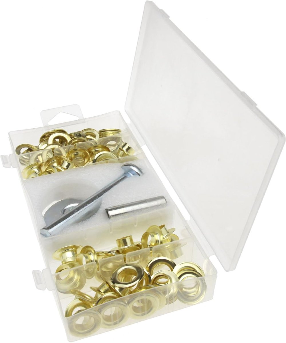 SnelShoppen - ENET Tarp Reparatie Set 103-delig met 50 Grommets, 50 Ringen en 3 Gereedschappen voor Tent, Tarpaulin, Zwembadbedekking, Camping en Tuin