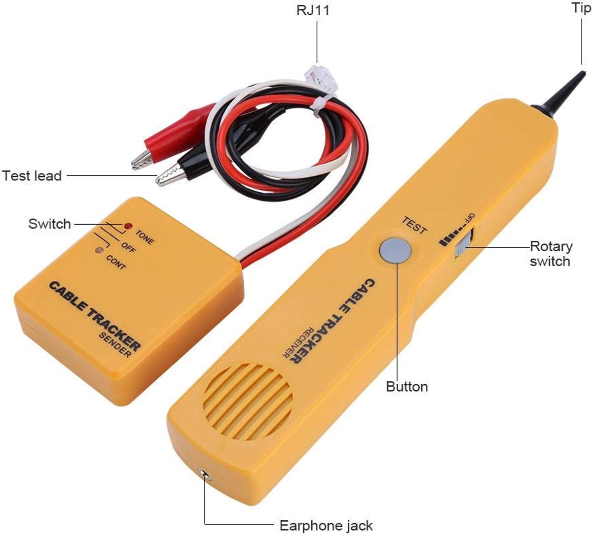 Richer-R Cable Tester Wire Tracker, Portable RJ11 Network Cable, Tester, Wire Tracker, Cable Finder, Cable Tracker - ShopVlot