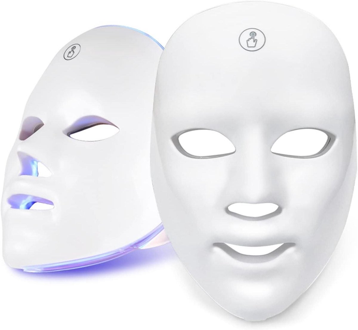 Gezichtsmasker - Lichttherapie Masker - Huidverjonging Thuis - Draadloze 7 Kleuren LED - 23.2 x 18.5 cm - Wit