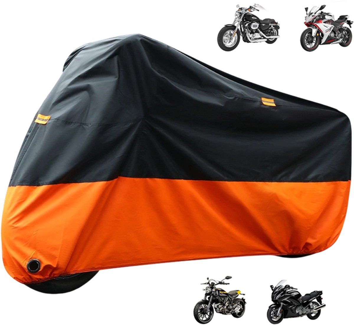 Fokelyi Motorhoes Waterdicht - 210D Oxford - Scooterhoes - 295x110x140 cm - Afdekzeil-4 Reflecterende Strips - Met Slotgat En Winddichte Sluiting - Incl. Opbergzak - Zon En Regen