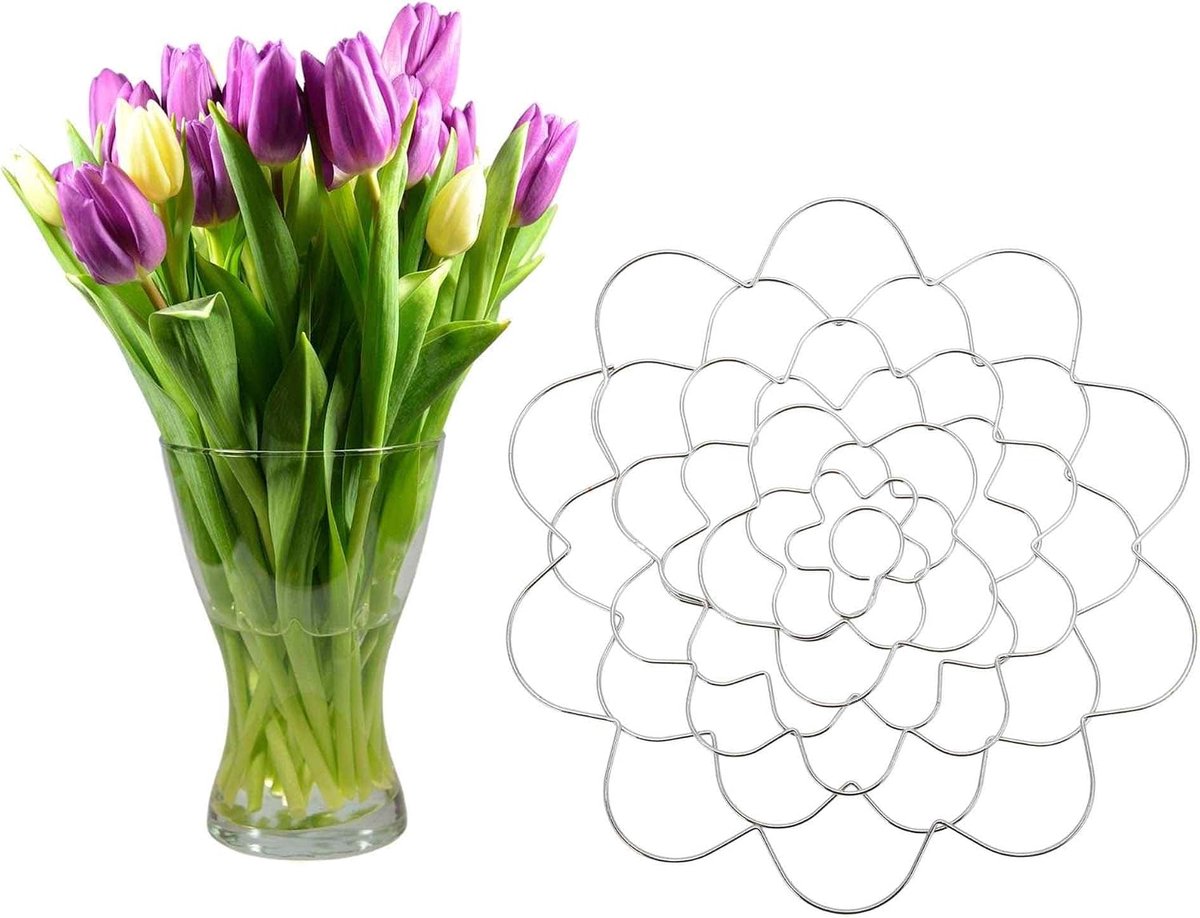 SnelShoppen - Bloemschikking 10cm Bloemhouder Bloemnet voor Bloemarrangementen in Vazen, Kikker Bloemorganisator Zilver
