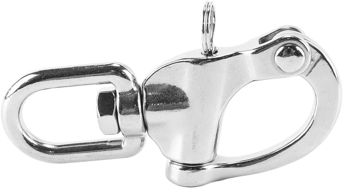 SnelShoppen - Draaibare ringbeugel met druksluiting, vervangbaar voor ontlading, veerring, roestvrij staal, sterk en duurzaam, ideaal voor camping, tu