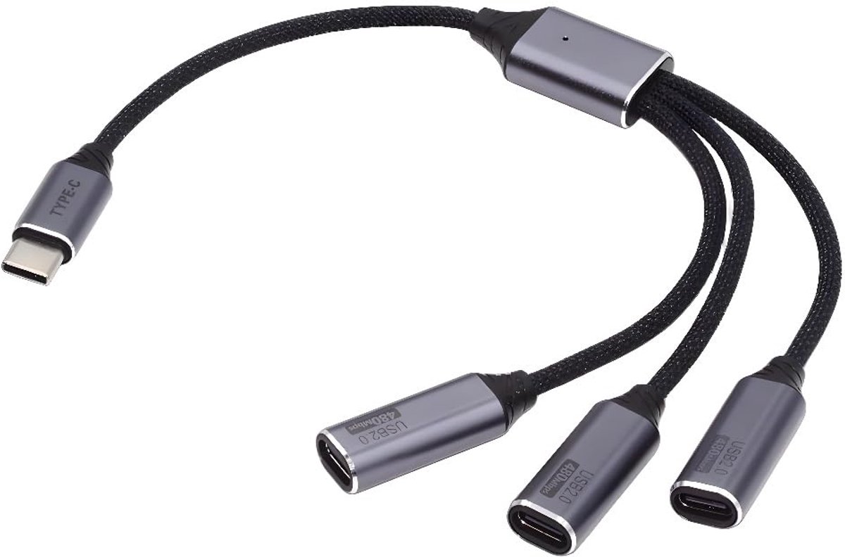 Cablecc USB-C to 3 Port USB C Female Bus Powered Hub Adapter for Laptop and Desktop, Mouse, Keyboard and Flash Drive - ShopVlot