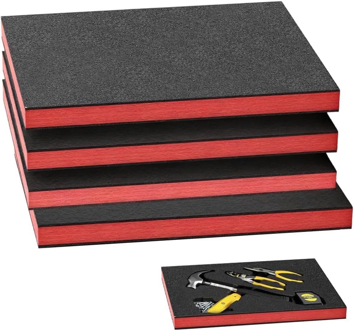 SnelShoppen - Pack van 4 Schuimplaten 40 x 30 x 2.5 cm, Polyethyleenschuim Inlay voor Gereedschapskoffer, Camera Koffer, Beschermkoffer, Schuimrubbere