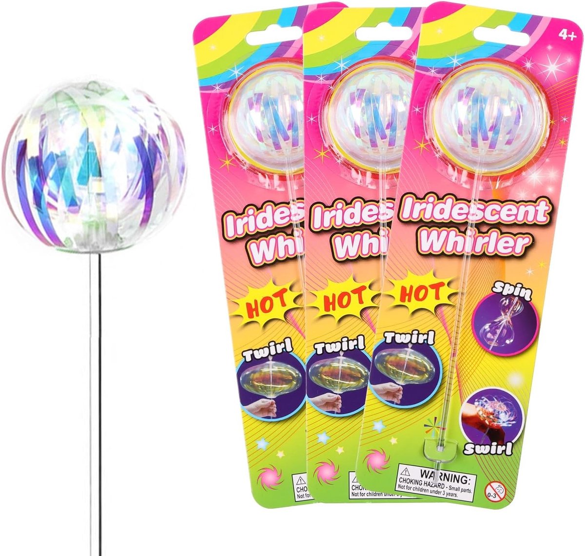 Magische Regenboog Twirler Set van 3 Stukken, Kleurrijke Draaiende Toverstok voor Feestjes, Dans en Vermaak met Bellen
