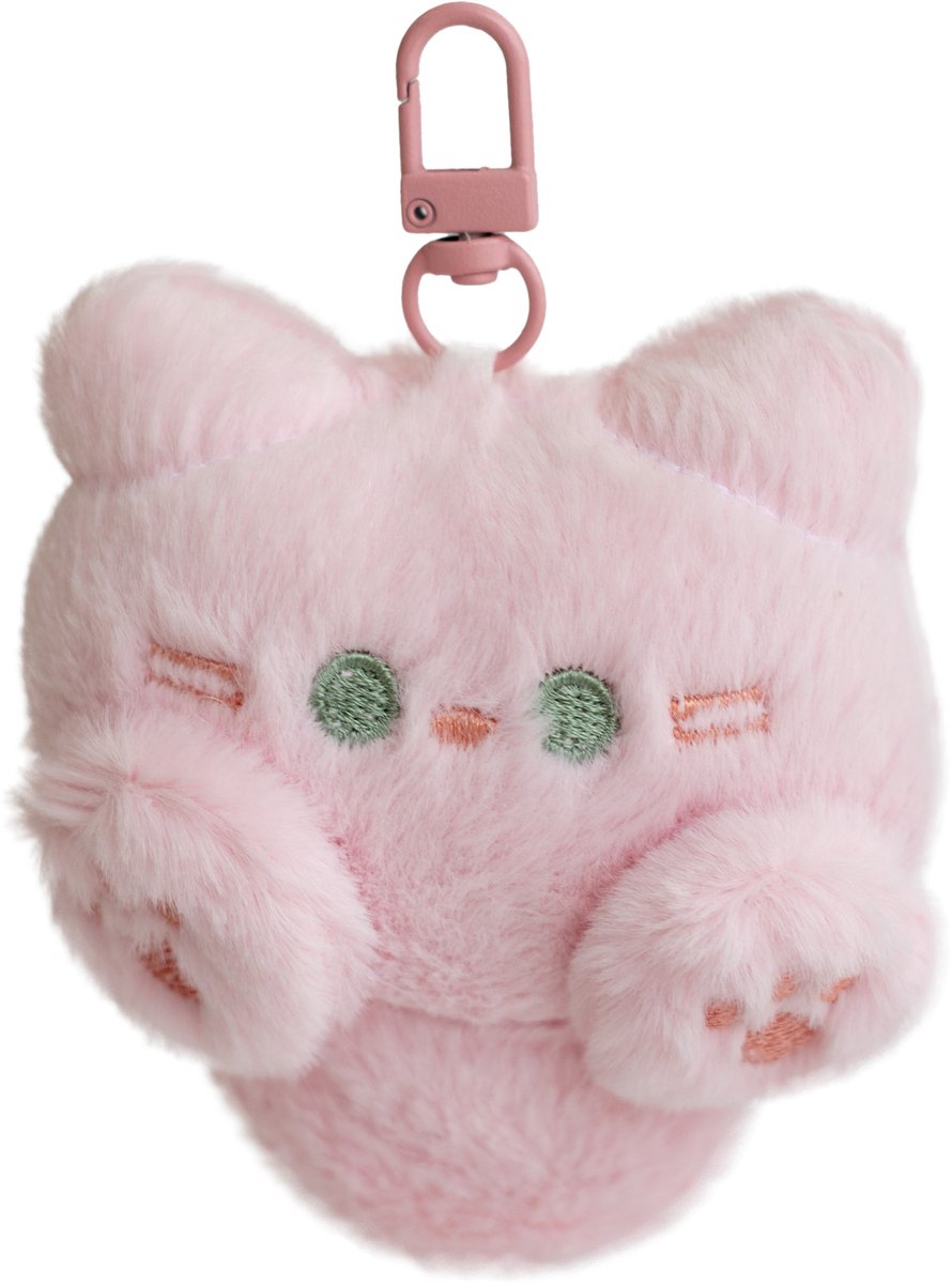 Pluche Kat Sleutelhanger Roze - Bag Charm - Rugzakhanger - Knuffel Sleutelhanger - Zachte Tas Accessoire