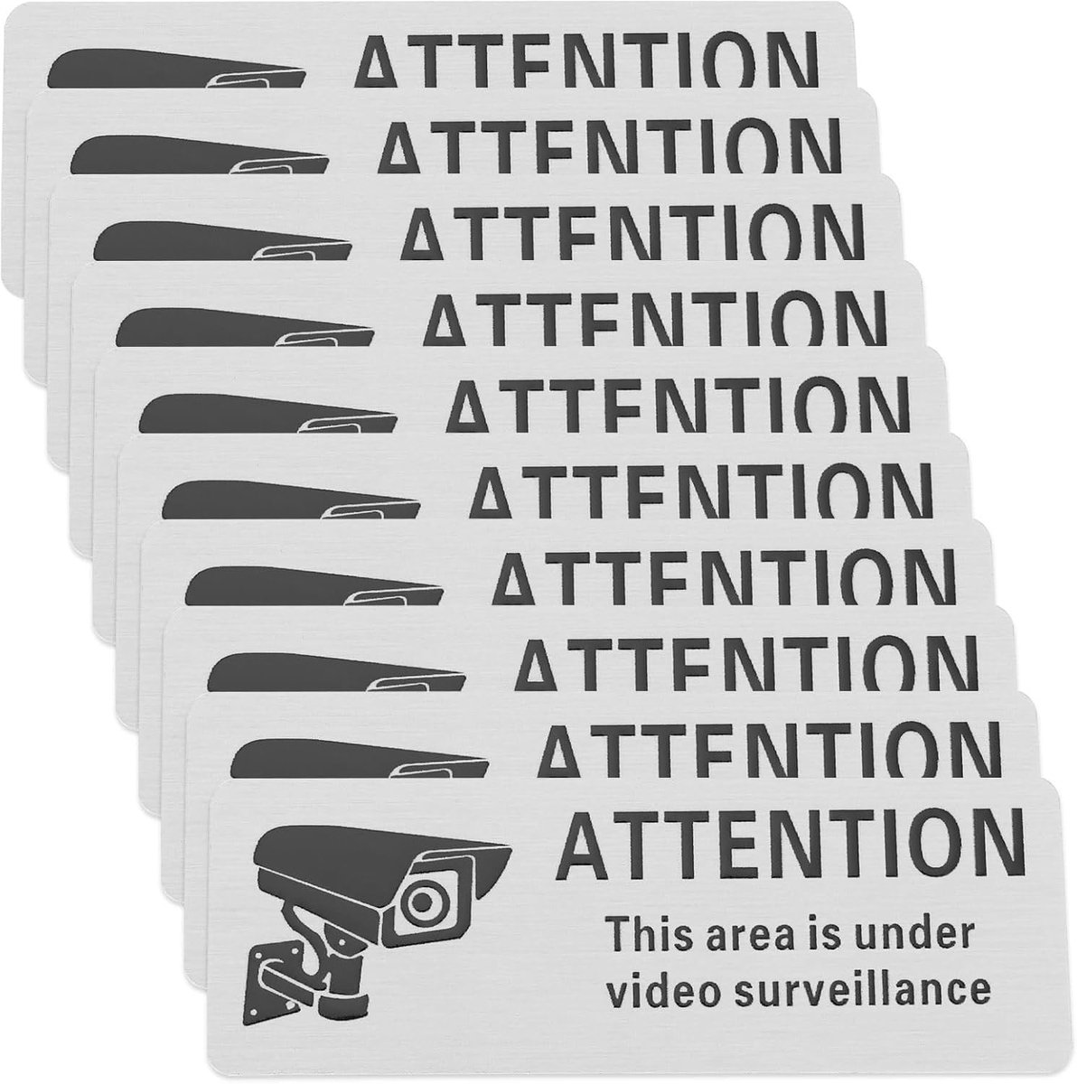 SnelShoppen - 10 Stuks 8.5x3cm Aluminium Video Bewakingsbord Zelfklevende Sticker "Let Op, Dit Gebied Wordt Bewaakt" - Duurzaam en Weerbestendig