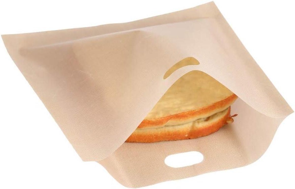 Broodroosterzakken - Sandwichzakken Tosti - Snel Lunchen - Niet-klevend Materiaal - 16x16.5 cm - Wit