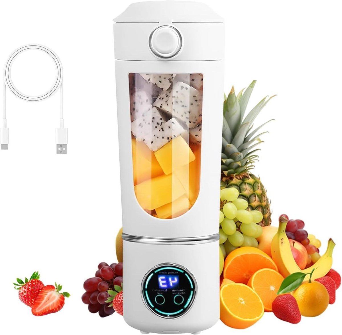 Smoothie Maker - Draagbare Blender - Gezonde Dranken Maken - 12 Roestvrijstalen Bladen - 700ml Capaciteit - Wit
