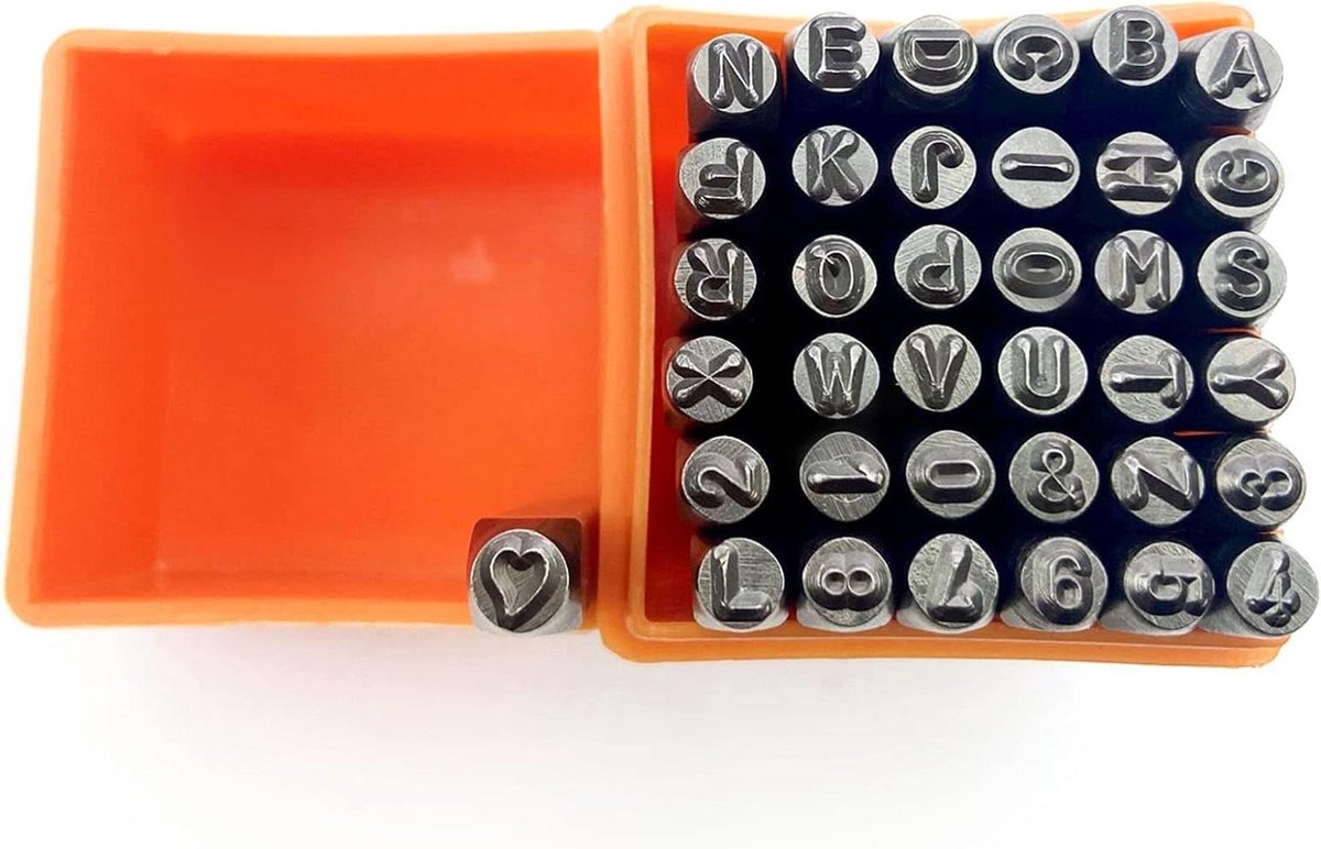 Stalen Stempelset - Metaal Stempels - Leer Hout Graveren - 37 Delige Set - 64x6mm - Zilverkleurig