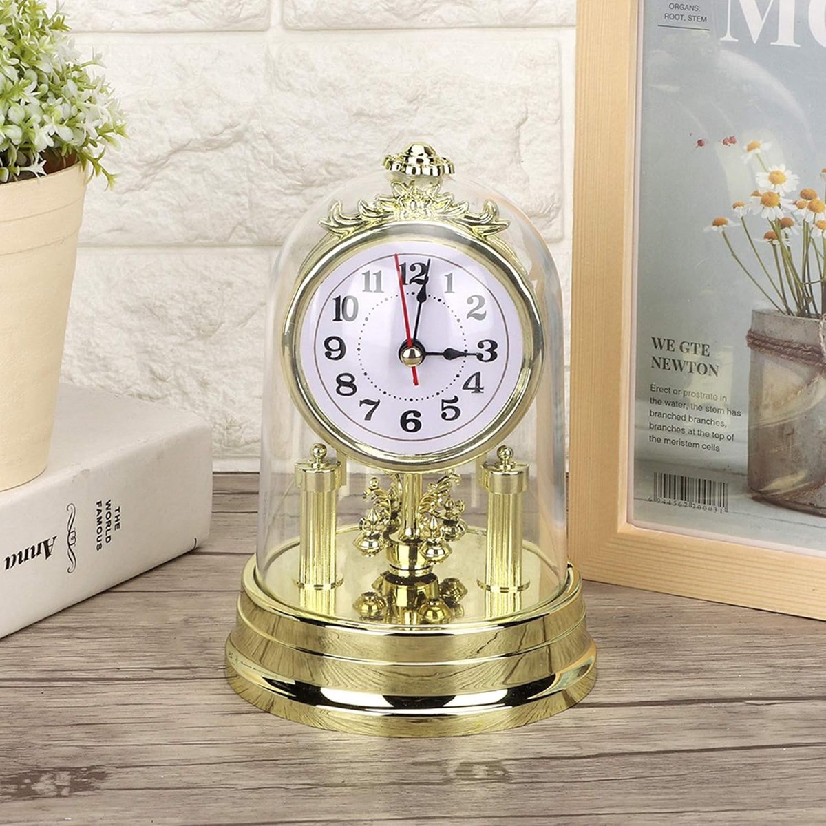 SnelShoppen - Antieke Tafelklok - Stille Klok voor Woonkamer - Europese Stijl Decoratie - Gouden Tafelornament van Hoogwaardige Kunststof - Duurzaam e
