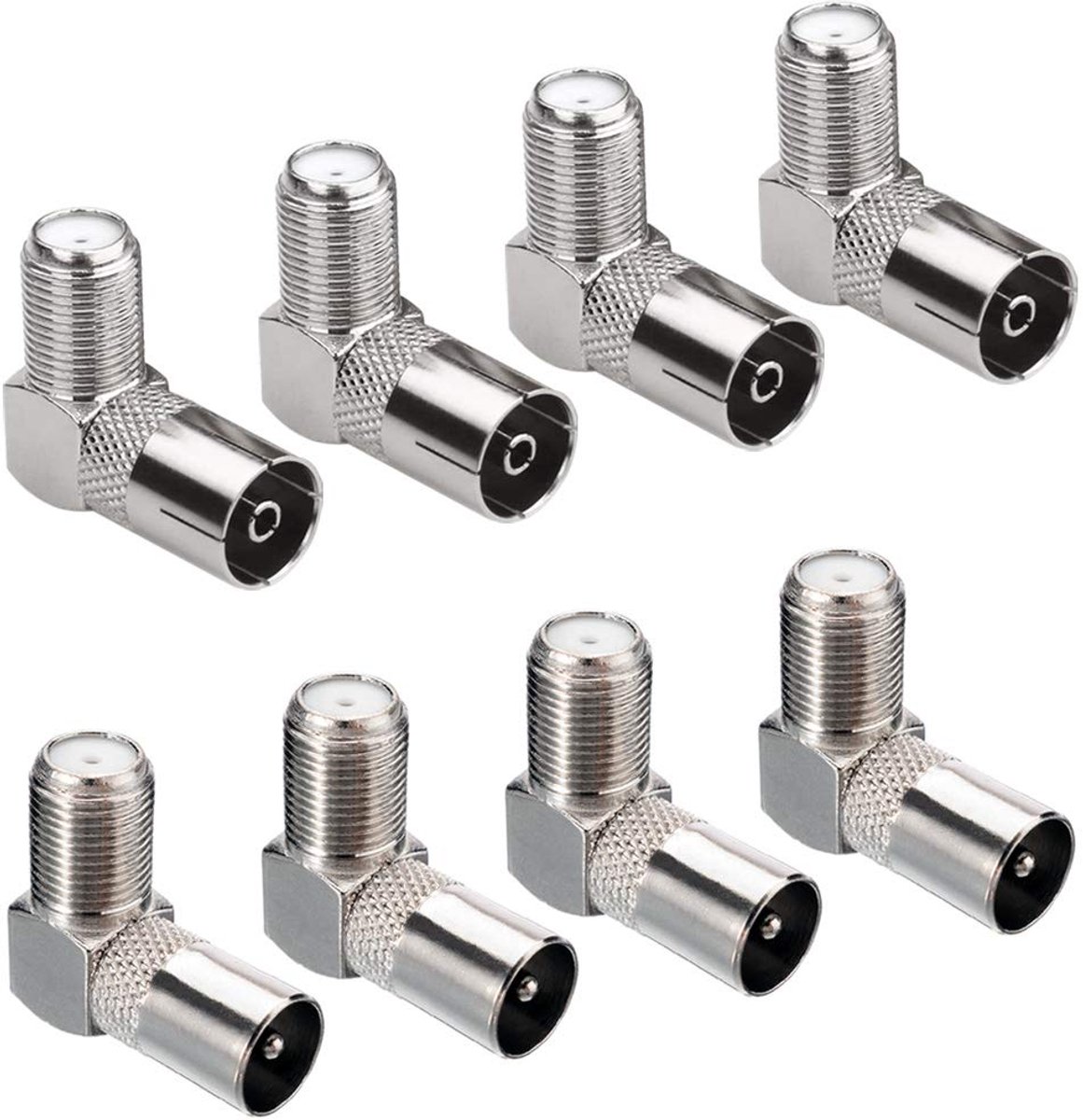 SnelShoppen - 8 Stuks 90 Graden F Type Vrouwelijke naar PAL Mannelijke/Vrouwelijke Connectoren, Rechtse Hoek Satelliet Antenne RF Coaxiale Adapters vo