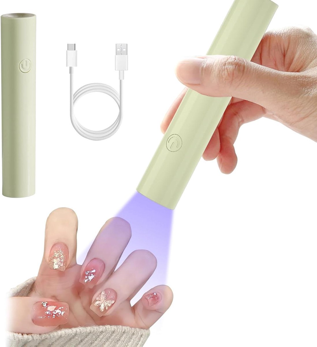 Mini UV Lamp - Nageldroger LED - Gel Nagels Uitharden - Compact Draagbaar Ontwerp - 10.5 cm - Groen